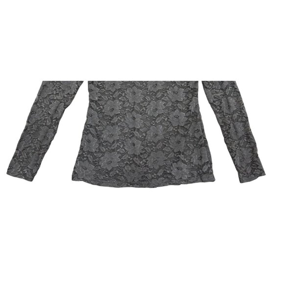 Banana Republic Womens Gray Floral Lace Overlay Sheer Long Sleeve Top M EUC - Picture 3 of 7